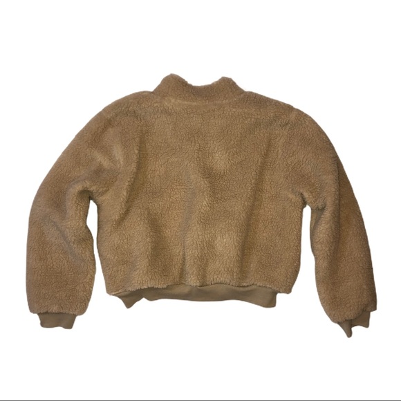 Boohoo Cropped Teddy Half Zip Pullover Size: Large - Picture 2 of 4